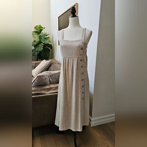Workhall Cream Tan Sleeveless Midi Sundress